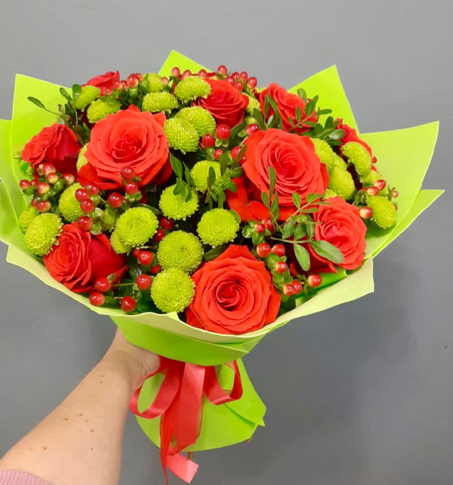 Букет цветов из: Хризантемы и Розы в Рассказово