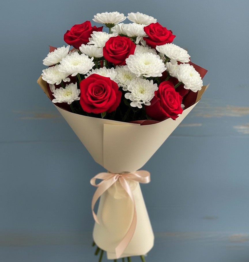 Букет цветов из: Розы и Хризантемы в Рассказово