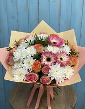 Букет цветов из:  Розы, Герберы и Хризантемы в Рассказово