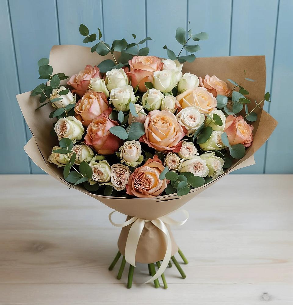 Букет цветов из: Альстромерии и Розы в Рассказово