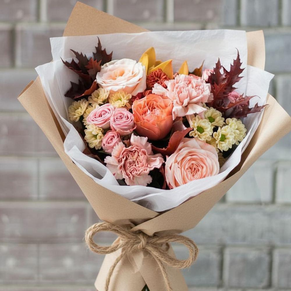 Букет цветов из: Гвоздики, Хризантемы и Розы в Рассказово