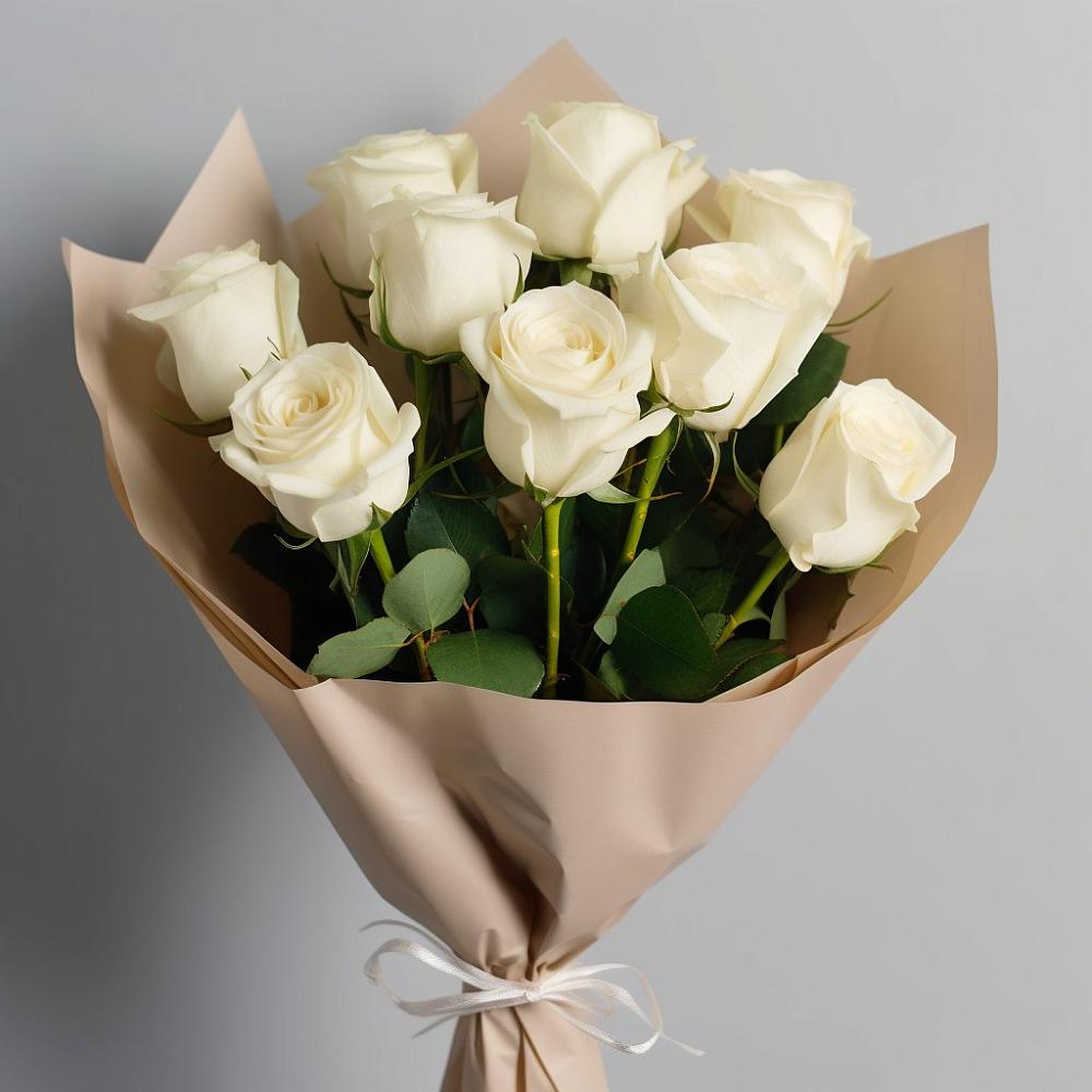 Букет 9 Белых роз Эдлесс Лав в Рассказово