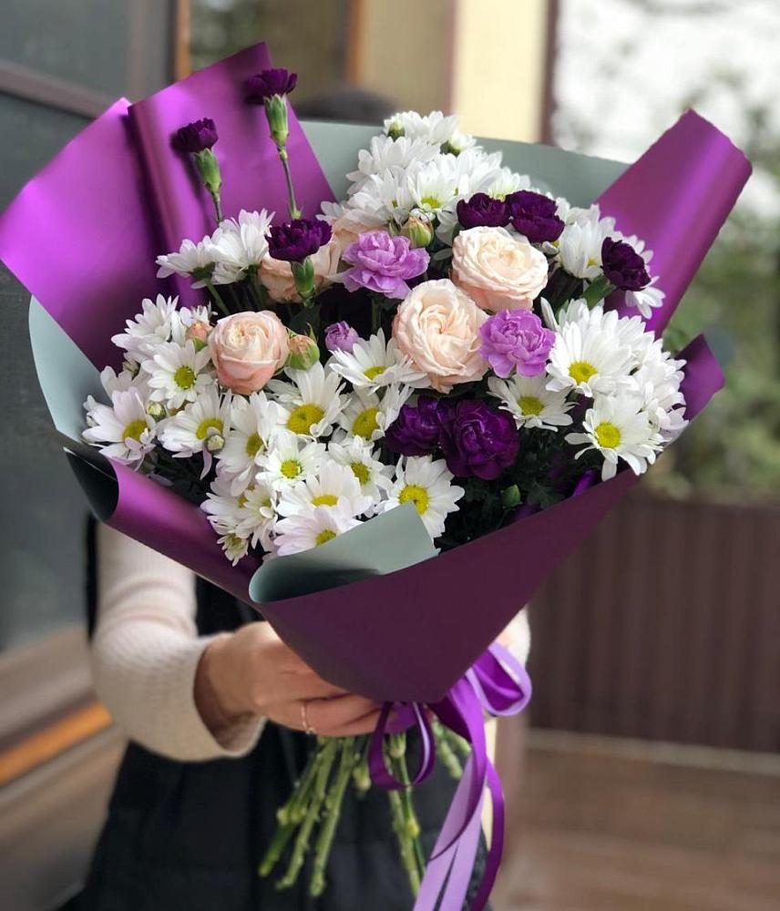 Букет цветов из: Хризантемы, Гвоздики и Розы в Рассказово