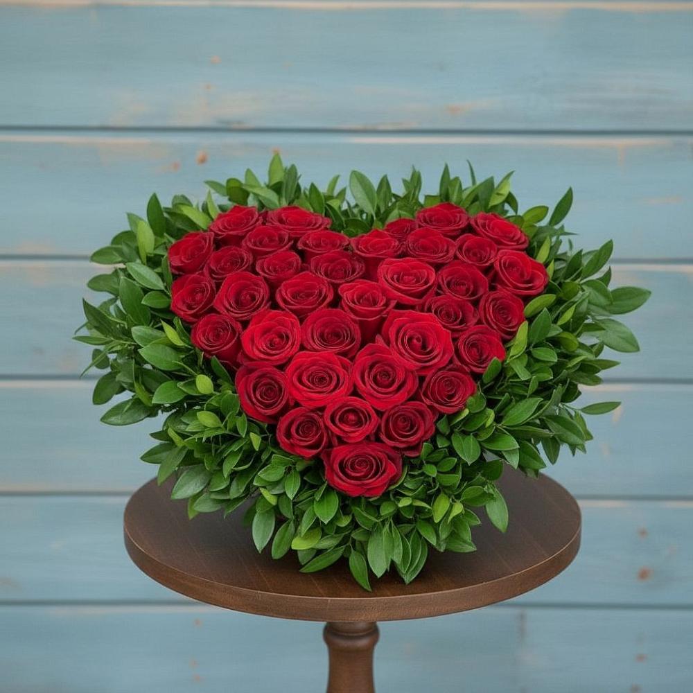 Цветочная композиция из Розы в виде сердца в Рассказово