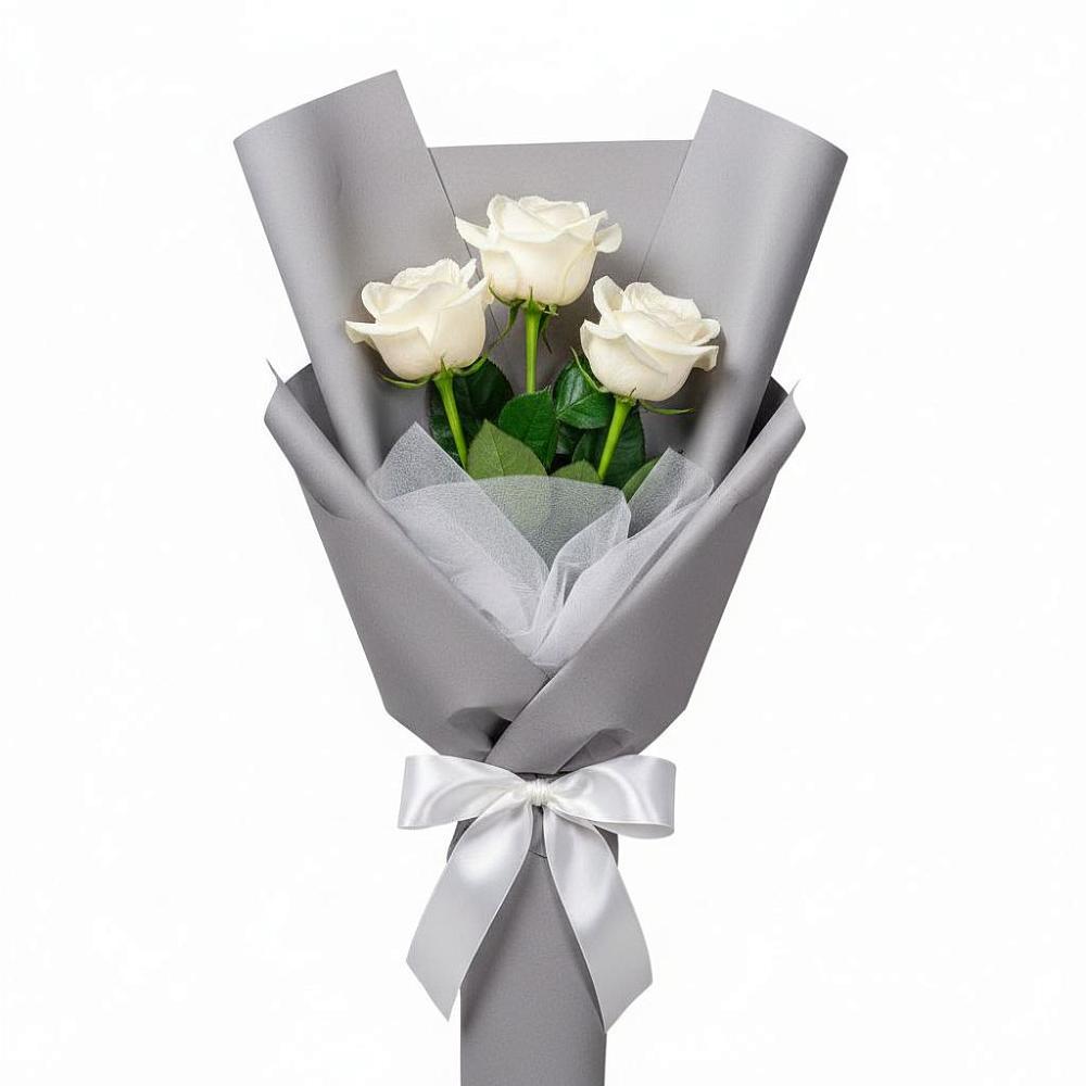Букет 3 белые розы в Рассказово