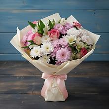 Букет цветов из:  Хризантемы, Альстромерии и Розы в Рассказово