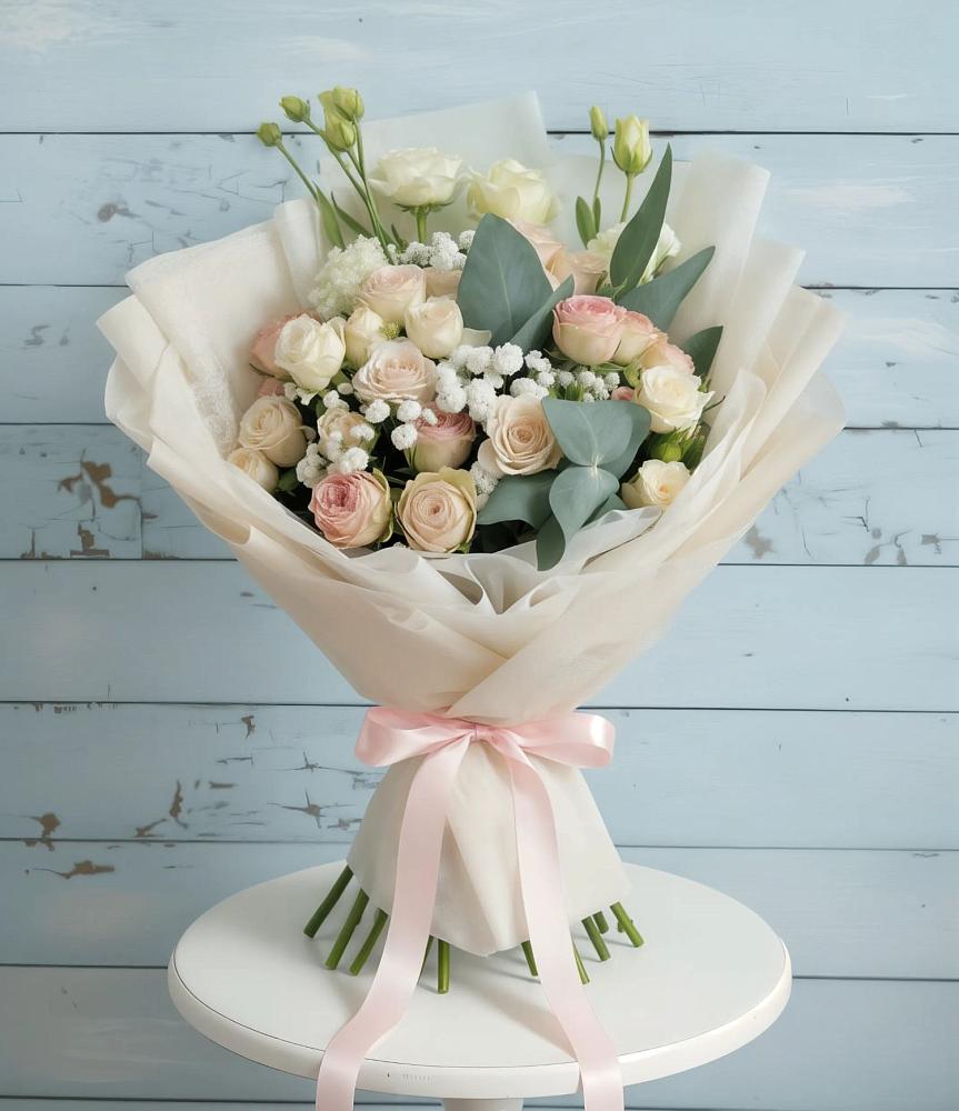 Букет цветов из: Розы и Лизиантусы в Рассказово