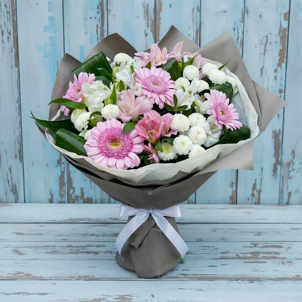 Букет цветов из: Герберы, Альстромерии и Хризантемы в Рассказово