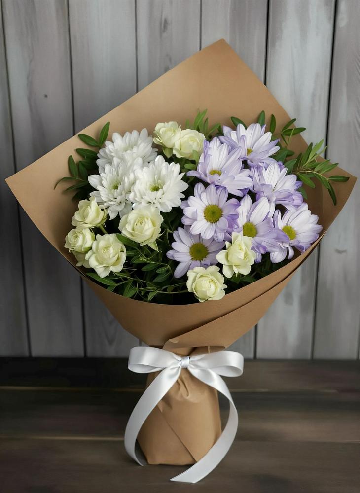 Букет цветов из: Хризантемы и Розы в Рассказово